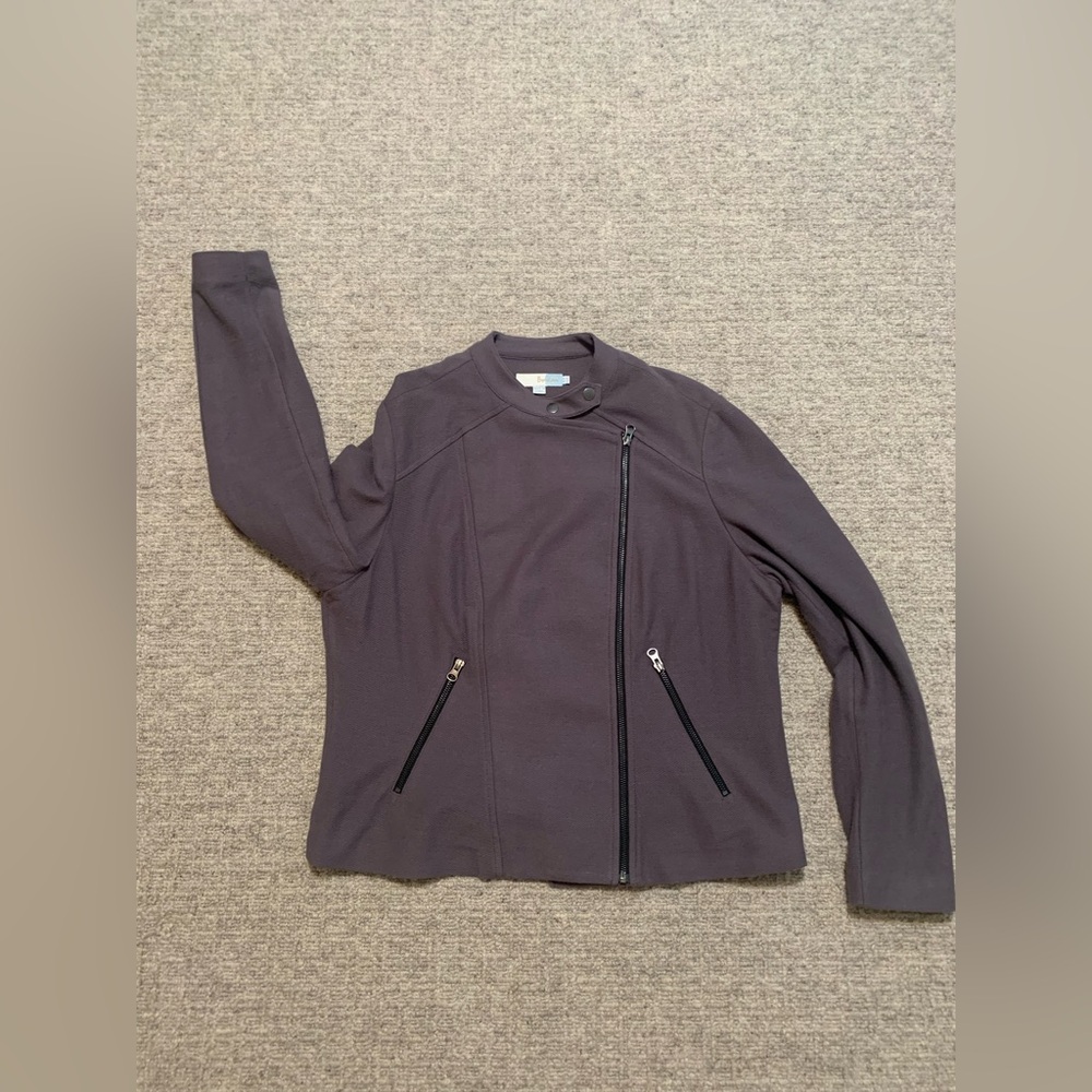 Boden Gray Bomber Jacket with Stand-Up Collar and Matte Finish, Women’s 14